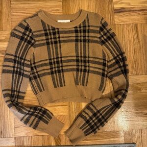 Active USA Tan and Black Plaid Sweater